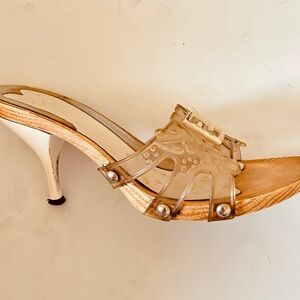 Fendi Tan Heels with Transparent Straps